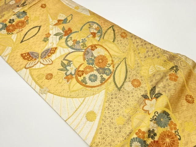 JAPANESE FUKURO OBI / SAGANISHIKI / WOVEN FLORAL PLANTS